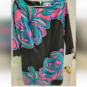 Lily Pulitzer Shauna Tunic Dress Big Bang Engineered Black Novelty Pink Blue 2